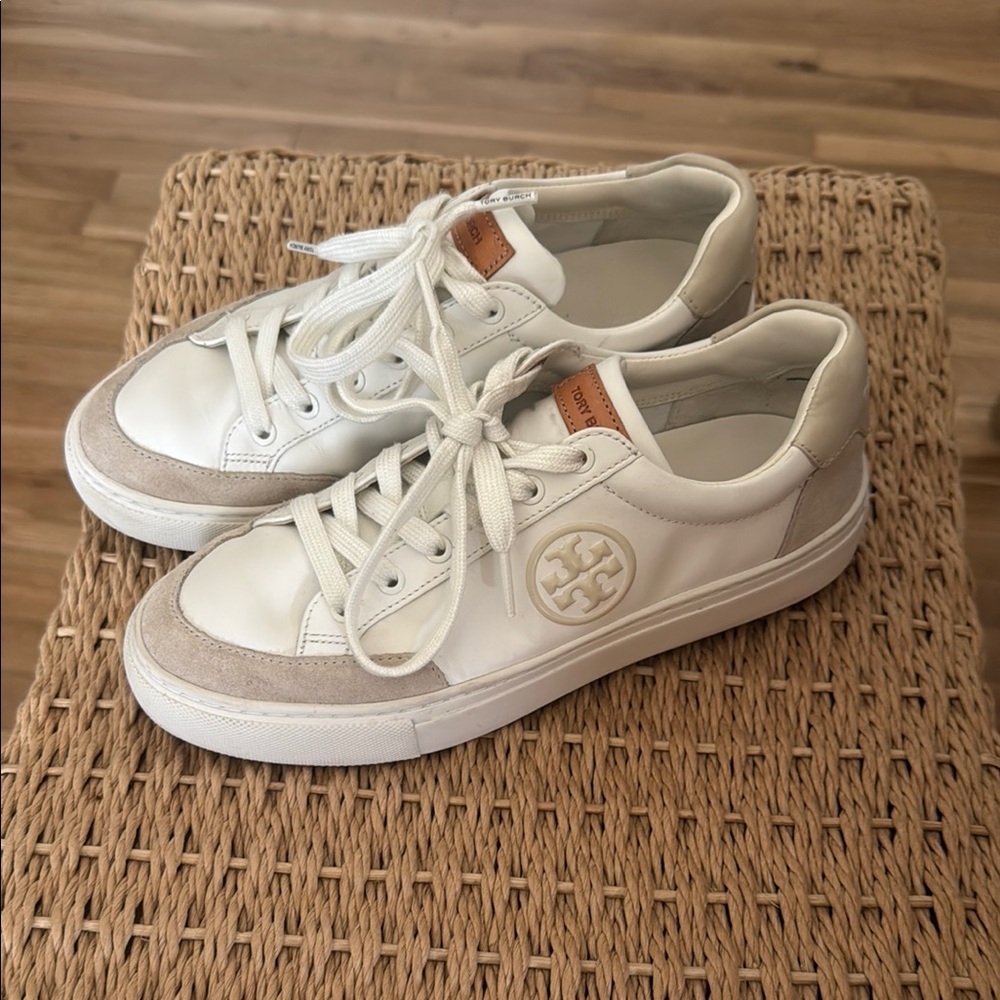 Tory Burch Cream and Tan Sneakers